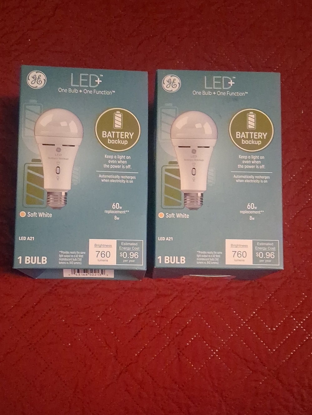 2 GE LED Backup Battery Lightbulbs